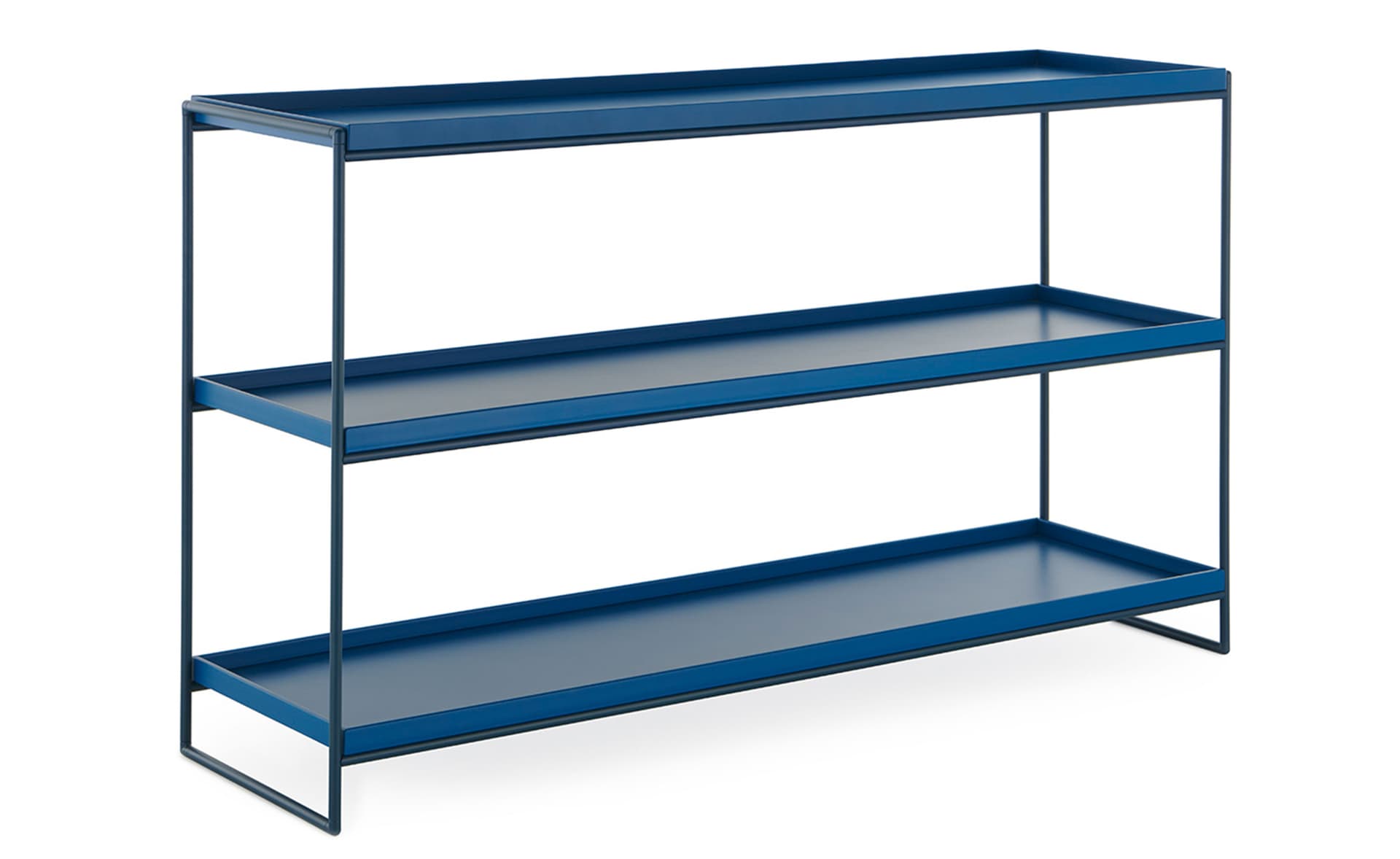 Trays Shelving Unit / 55.1" width / matte blue trays / matte blue frame