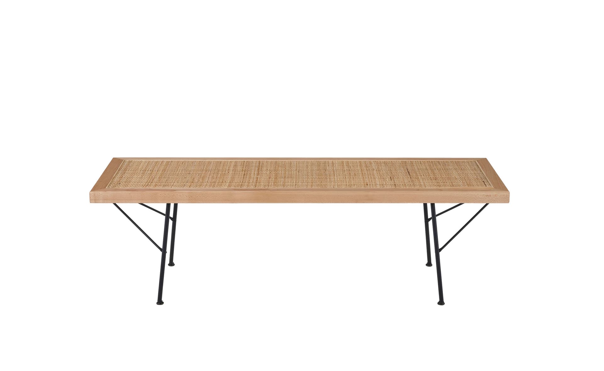 Nelson Cane Bench / 48" width - cane / natural maple / black