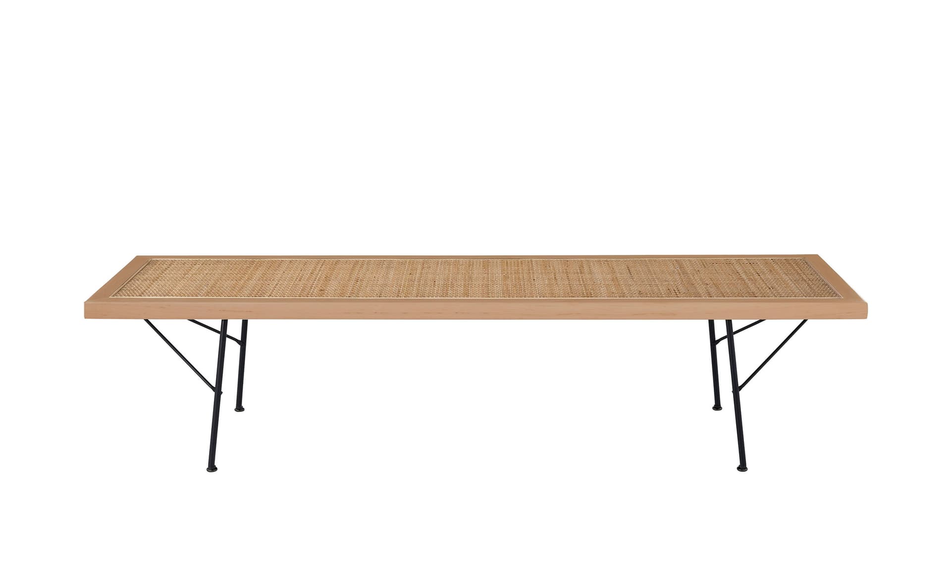 Nelson Cane Bench / 60" width - cane / natural maple / black