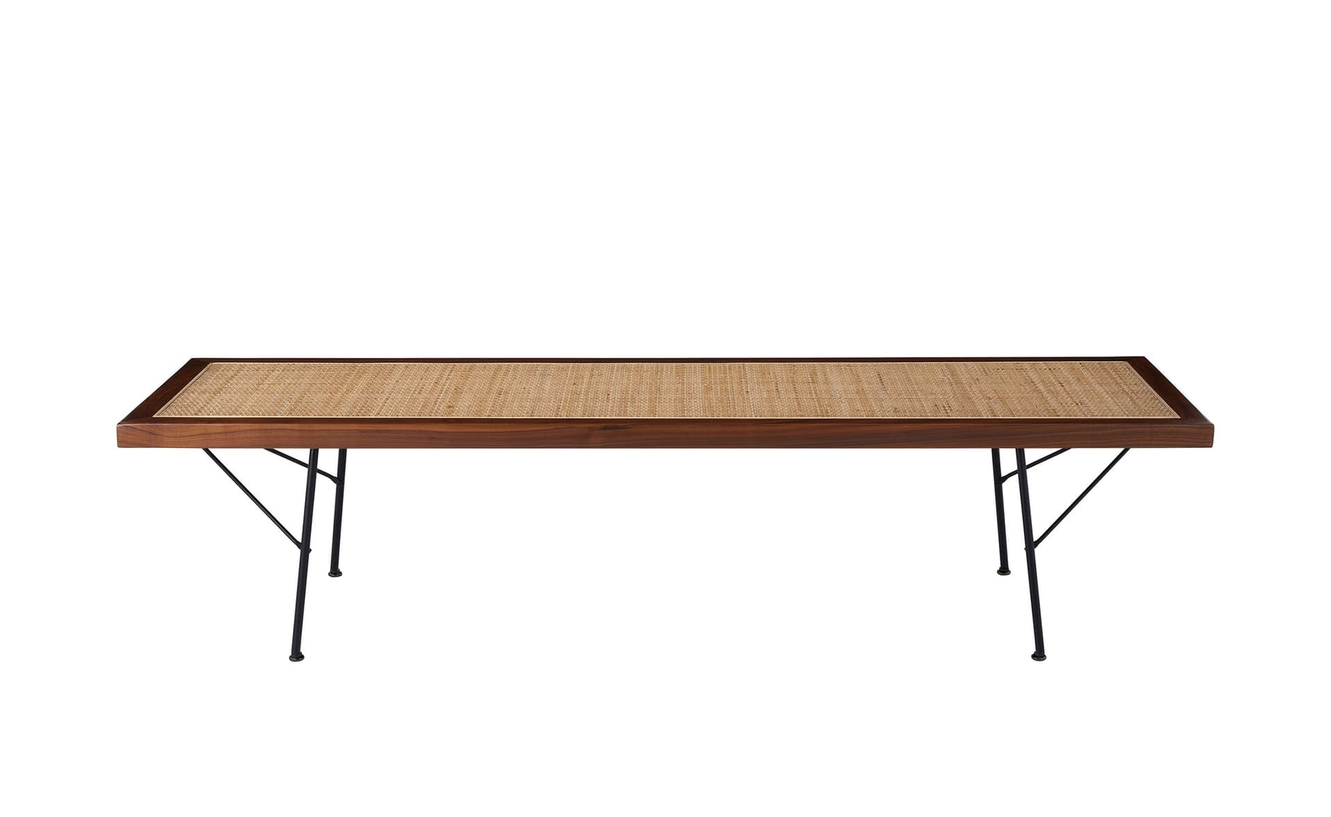 Nelson Cane Bench / 60" width - cane / walnut / black
