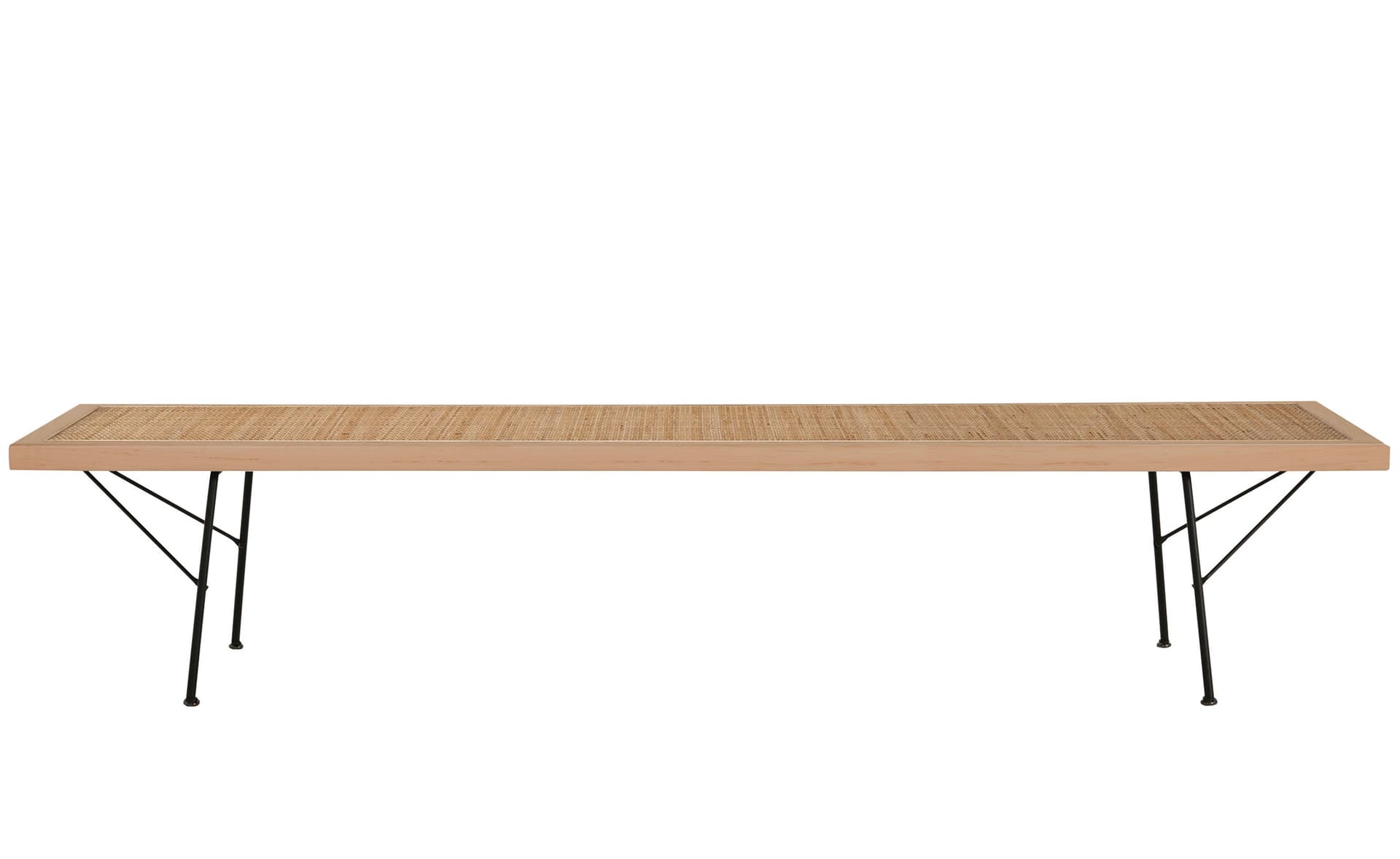 Nelson Cane Bench / 72" width - cane / natural maple / black