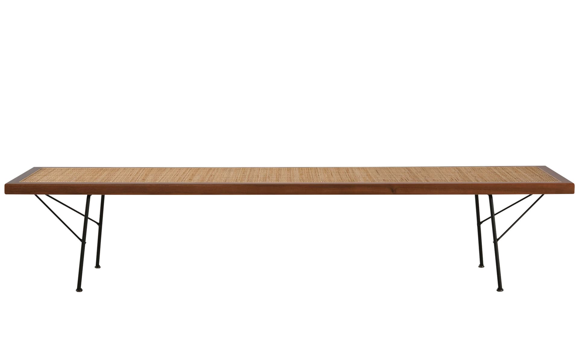 Nelson Cane Bench / 72" width - cane / walnut / black