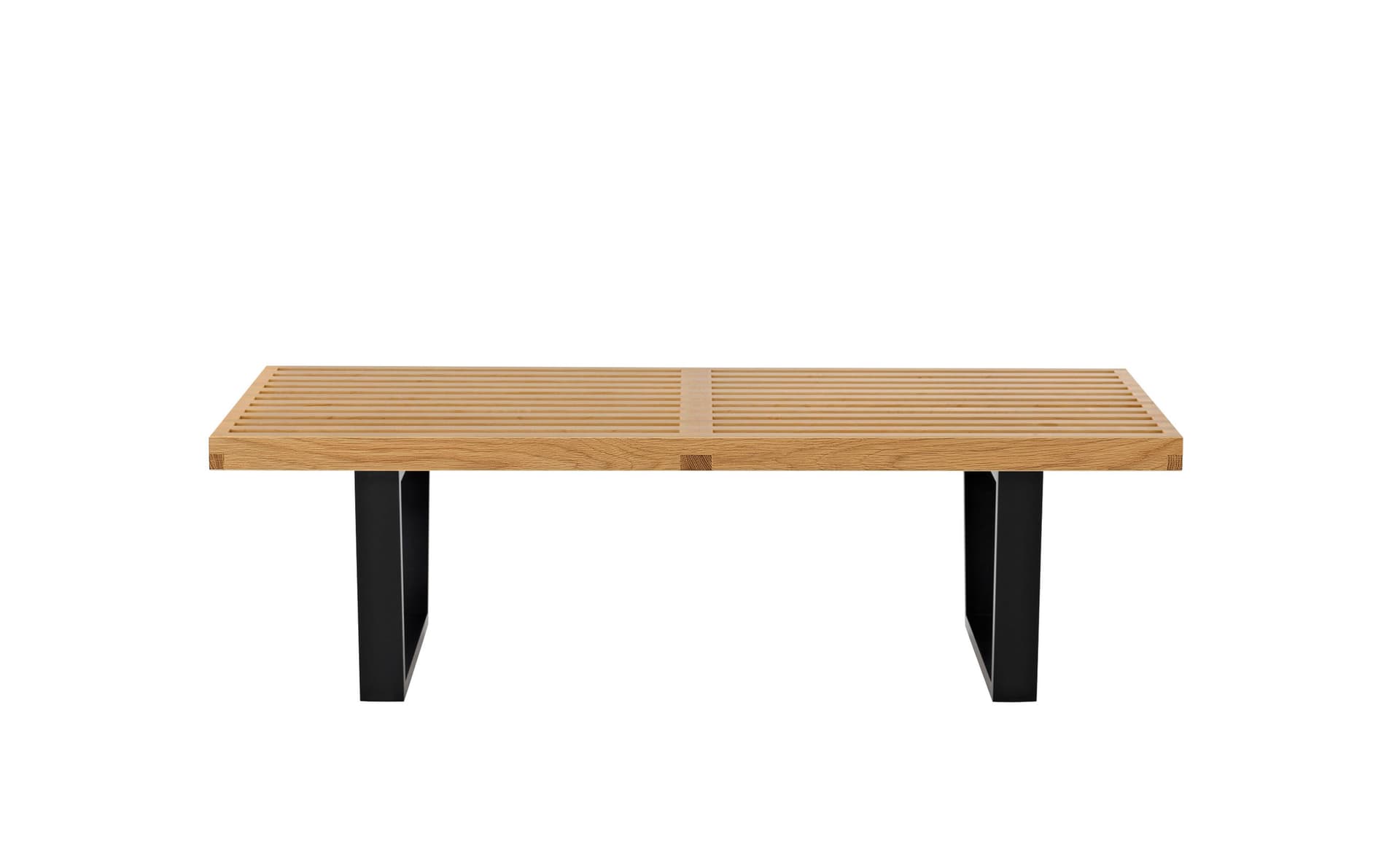 george nelson platform bench with wood base / 48" width - white oak / ebonized wood