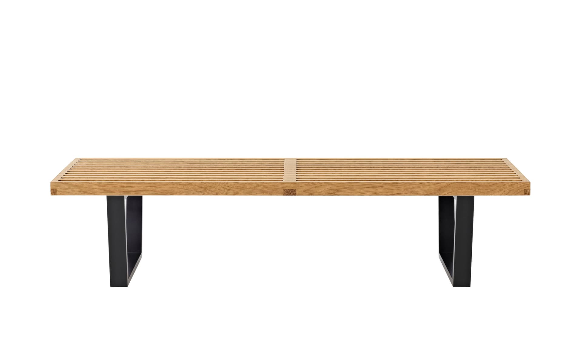 george nelson platform bench with wood base / 60" width - white oak / ebonized wood