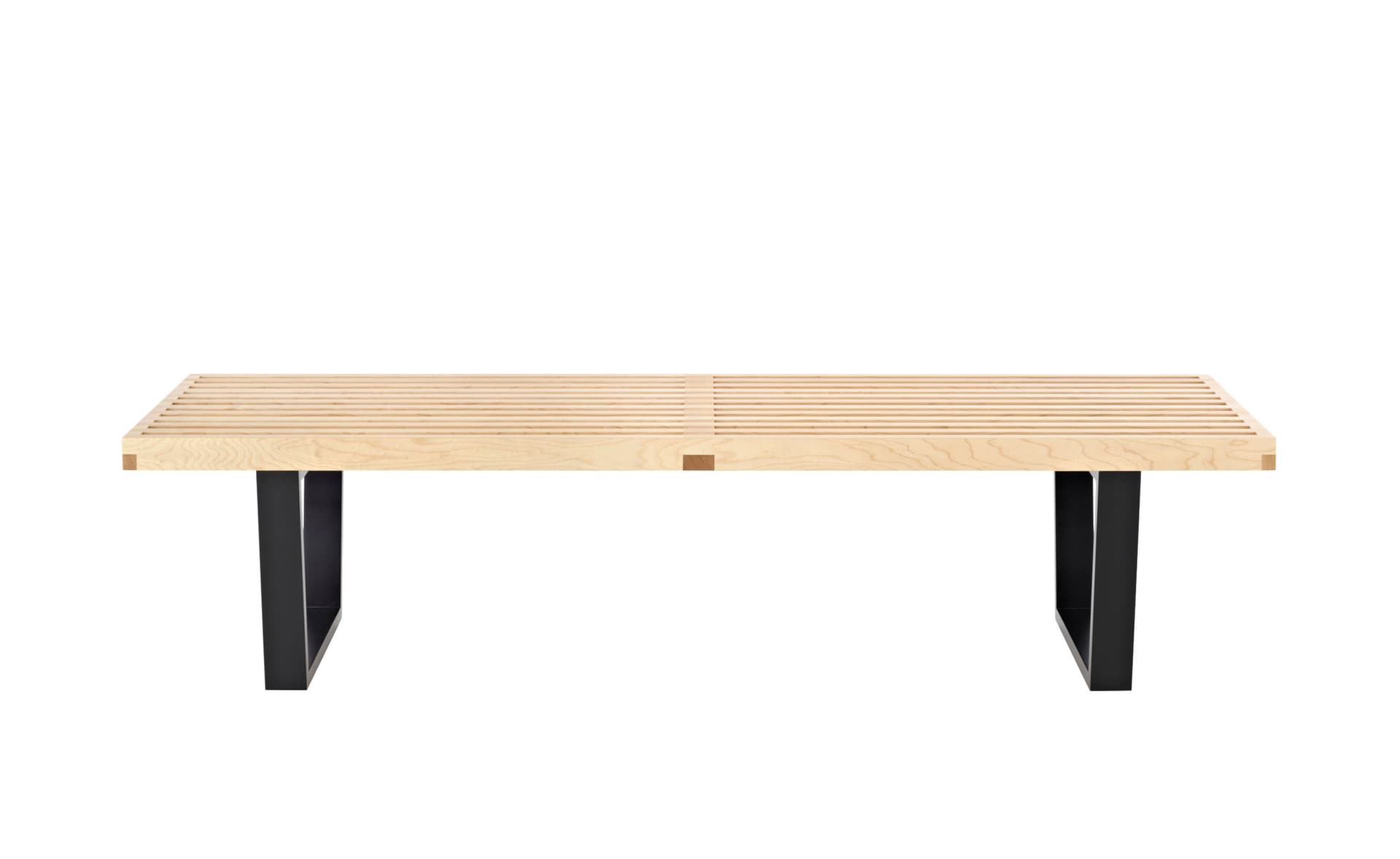 george nelson platform bench with wood base / 60" width - natural maple / ebonized wood