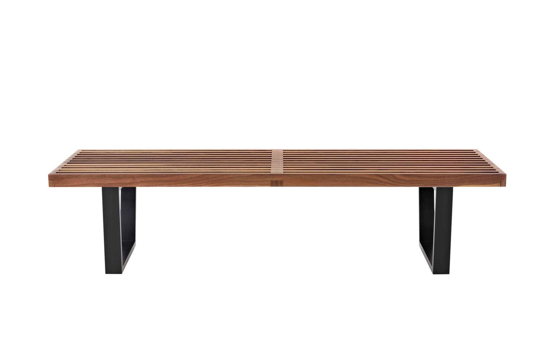 george nelson platform bench with wood base / 60" width - walnut / ebonized wood