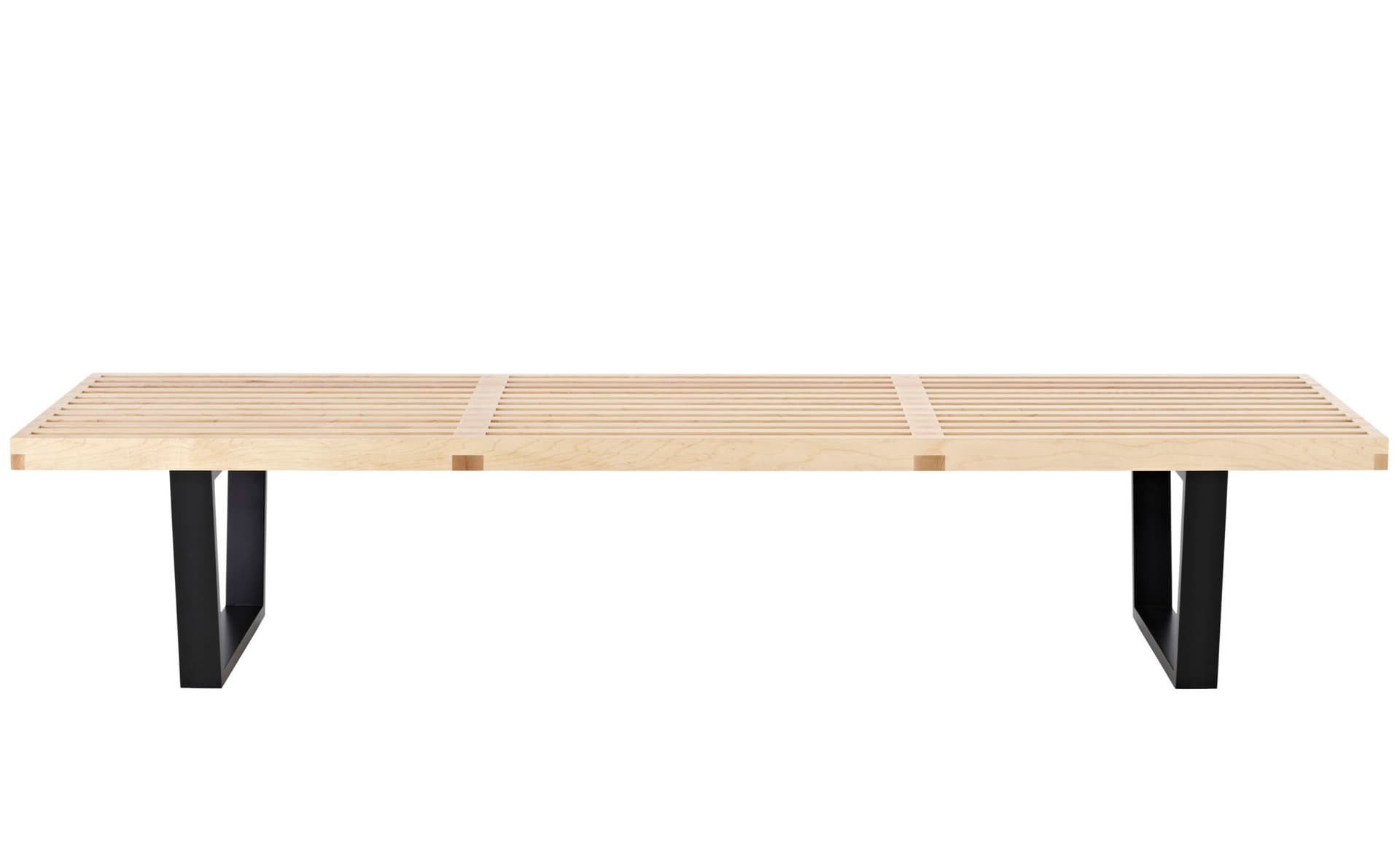george nelson platform bench with wood base / 72" width - natural maple / ebonized wood