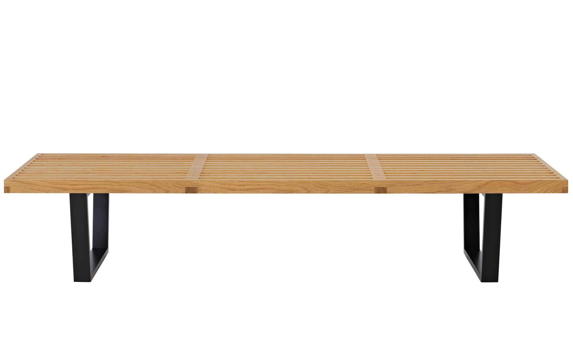 george nelson platform bench with wood base / 72" width - white oak / ebonized wood