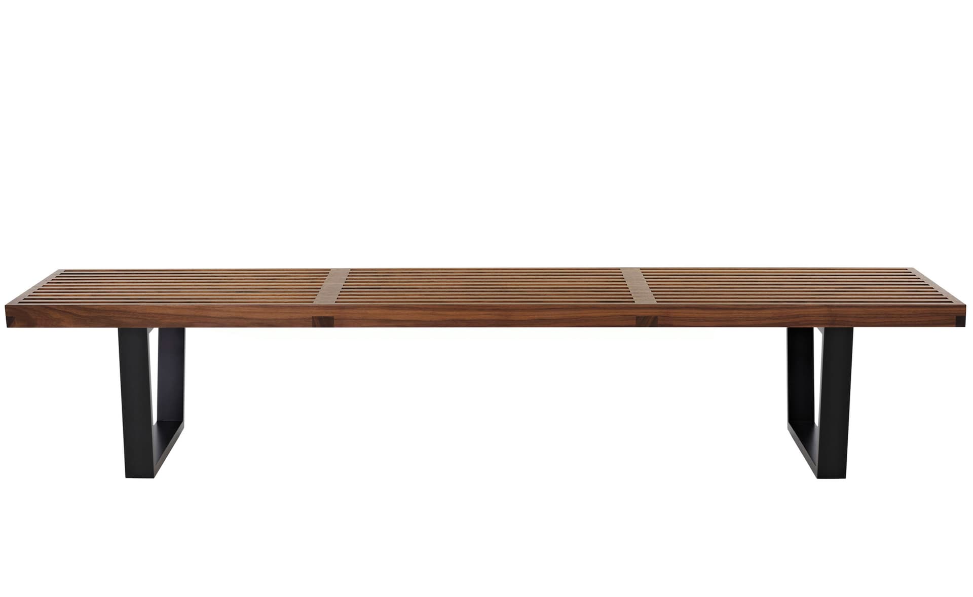 george nelson platform bench with wood base / 72" width - walnut / ebonized wood
