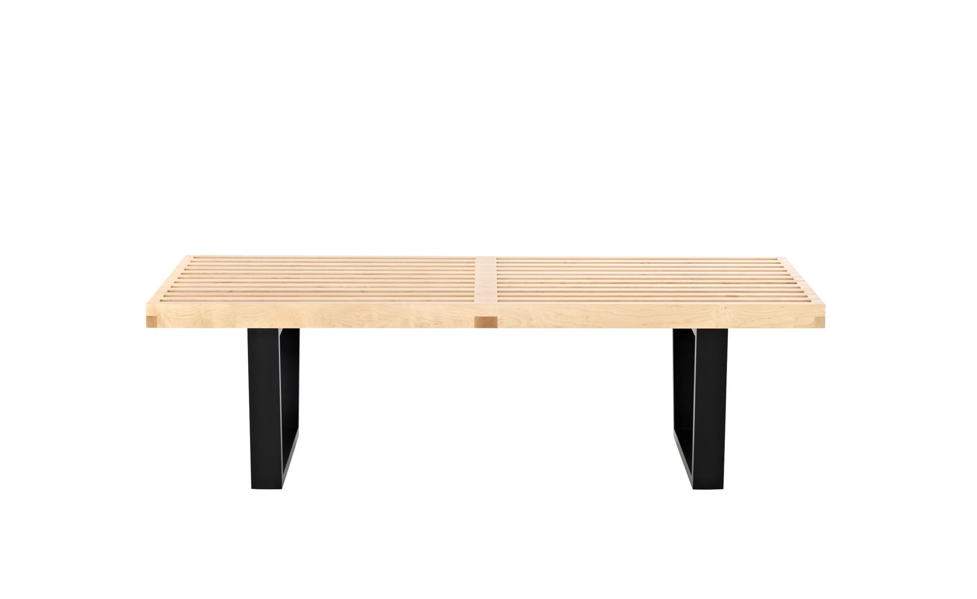 george nelson platform bench with wood base / 48" width - natural maple / ebonized wood