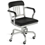 emeco navy semi-upholstered swivel armchair
