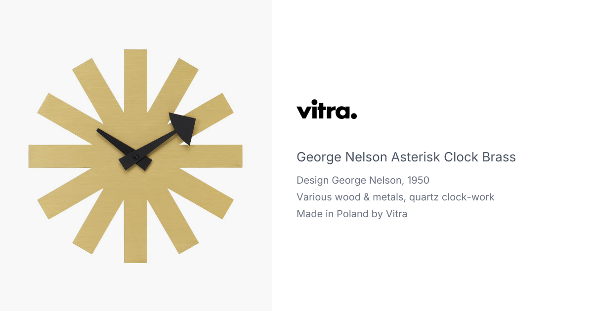 George Nelson Asterisk Clock Brass produced by Vitra | hive