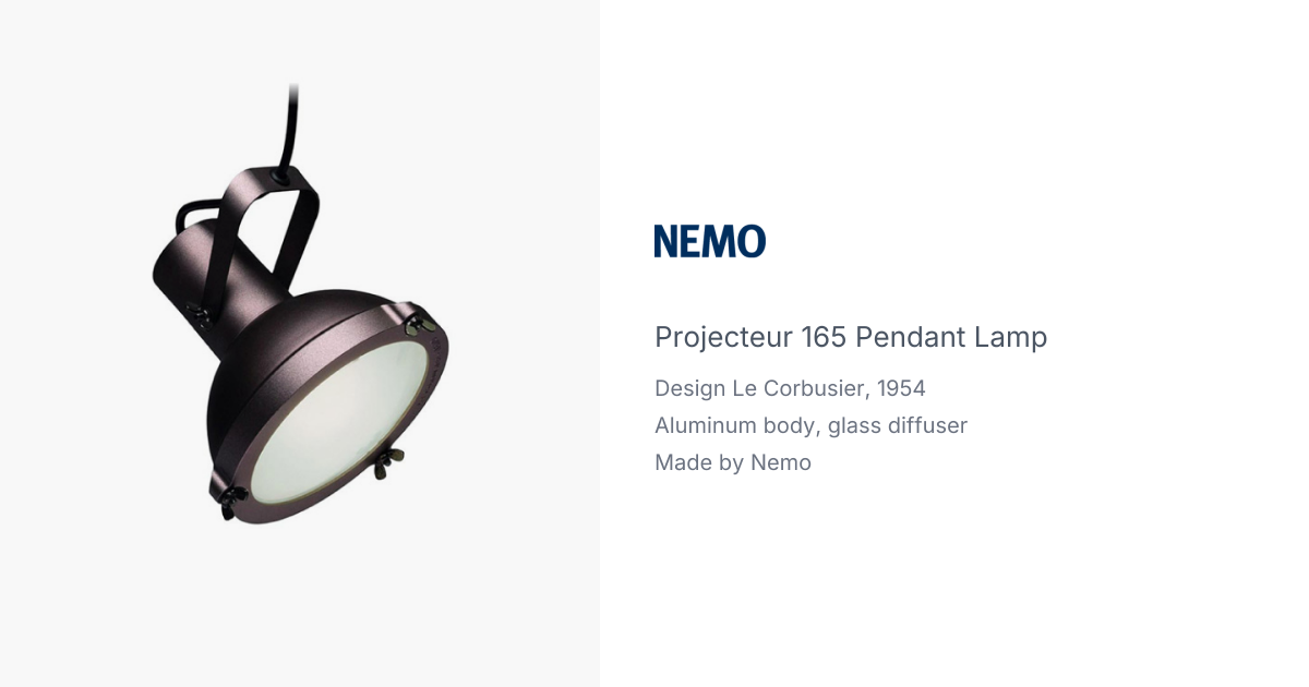 Projecteur 165 Pendant lamp by Le Corbusier from Nemo | hive