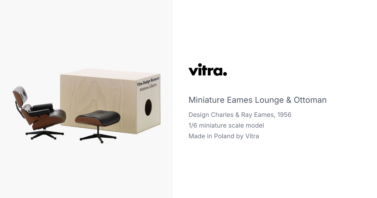 Miniature Charles & Ray Eames Lounge & Ottoman produced by Vitra