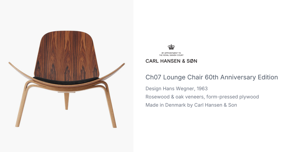 Hans Wegner CH07 Shell Chair, 60th Anniversary Edition from Carl