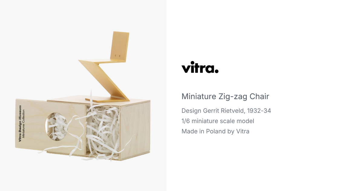 Miniature Gerrit Rietveld Zig Zag Chair produced by Vitra Design