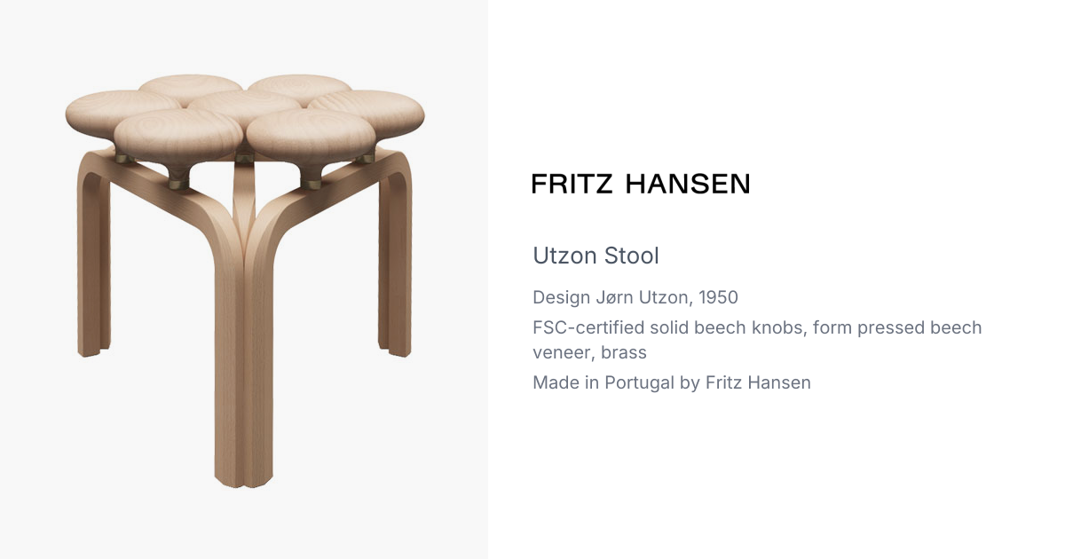Utzon Stool by Jørn Utzon from Fritz Hansen | hive