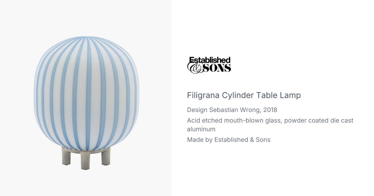 Filigrana Cylinder Table Lamp by Sebastian Wrong for Established