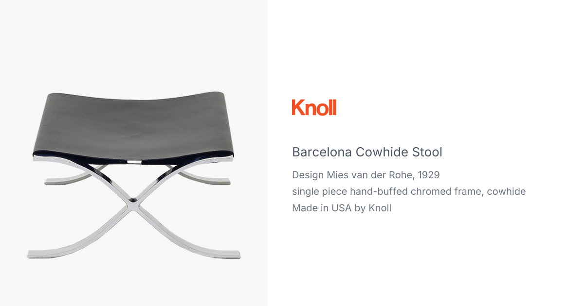Barcelona Stool with Cowhide by Mies Van Der Rohe for Knoll | hive