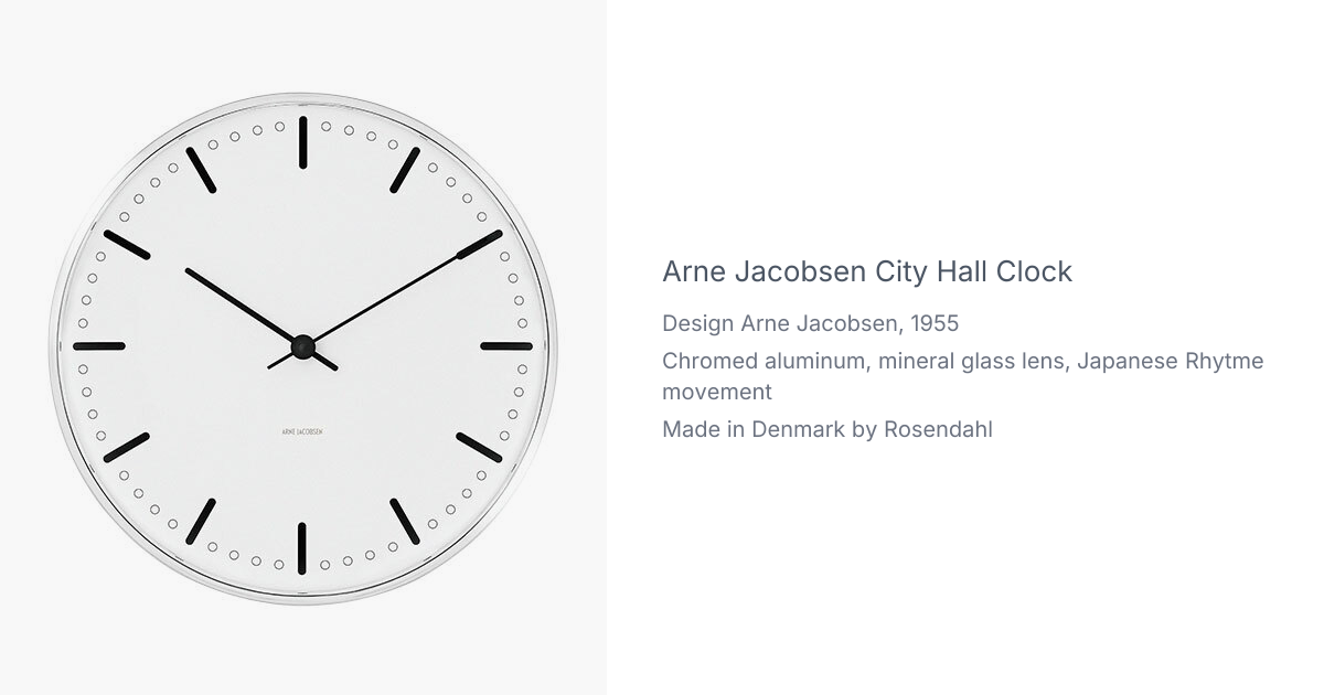 Arne Jacobsen City Hall Clock by Rosendahl for Ameico | hive