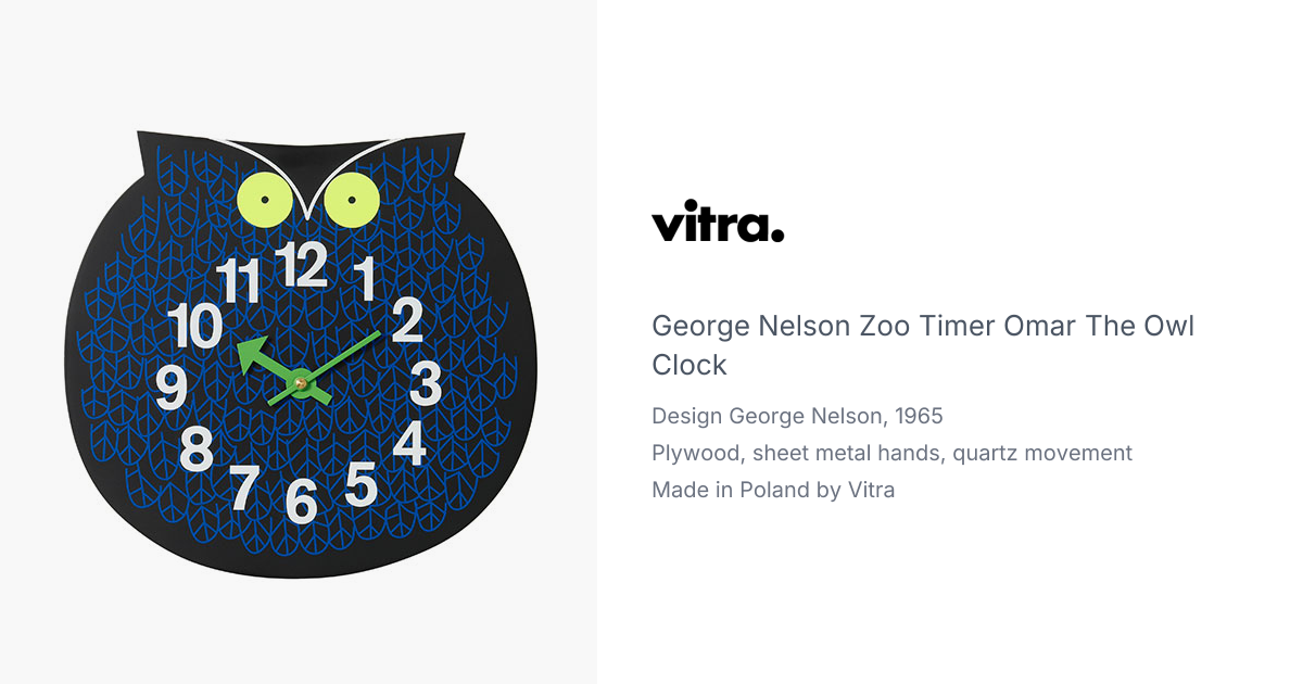 George Nelson Omar The Owl Clock by Vitra | hive