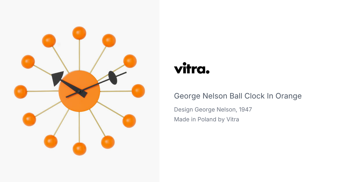 George Nelson Orange Ball Clock by Vitra | hive