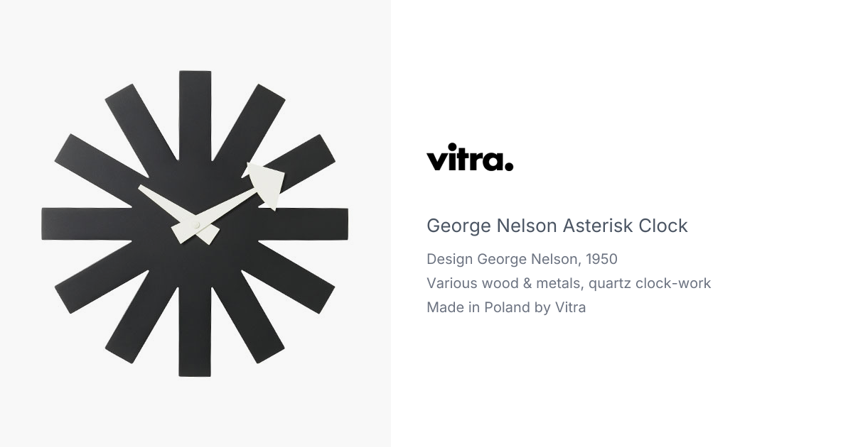 George Nelson Black Asterisk Clock by Vitra | hive