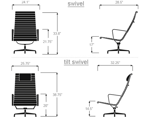 Eames Aluminum Group Lounge Chair, Eames Armchair Dimensions