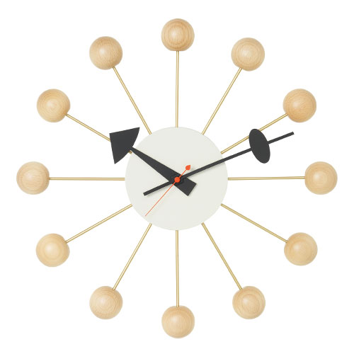 nelson ball clock beech by George Nelson for Vitra.