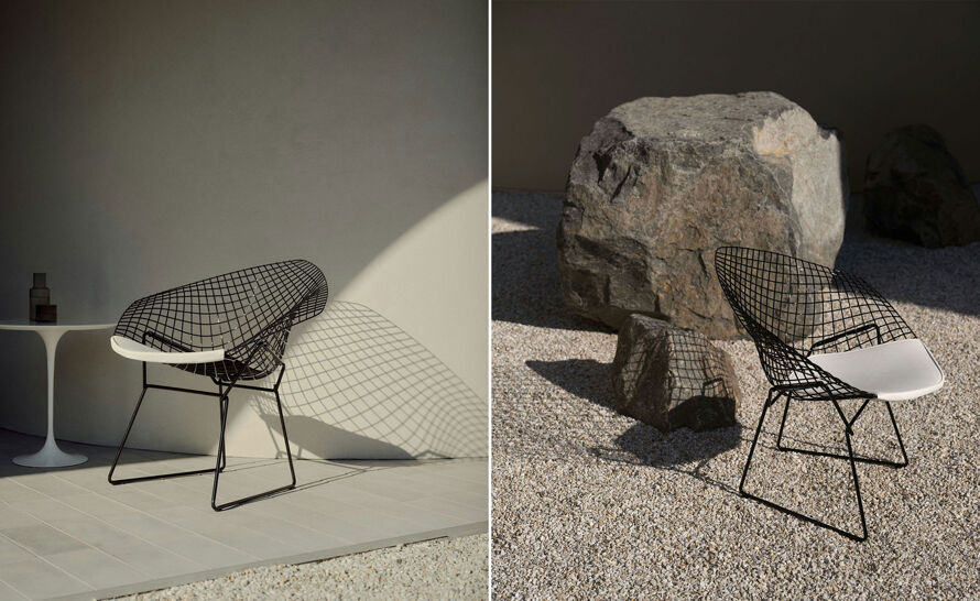 Bertoia small diamond chair with seat cushion | hive