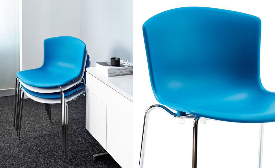 bertoia molded shell side chair with stacking base | hive