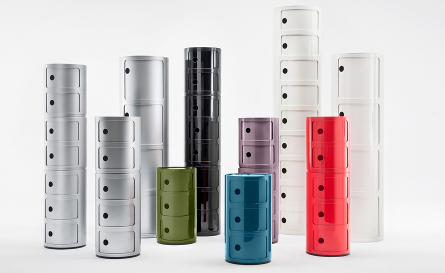 Componibili Bio storage unit with elements from Kartell hive