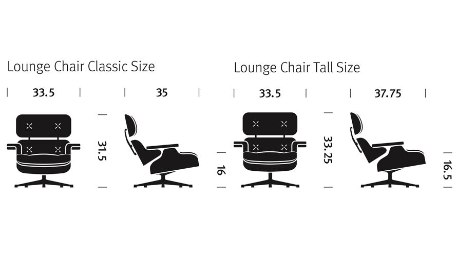 Eames lounge chair discount size