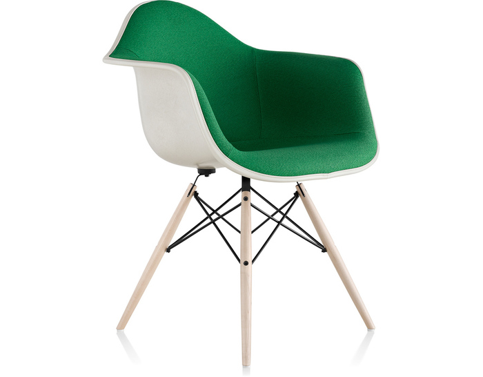 eames® upholstered armchair with dowel base