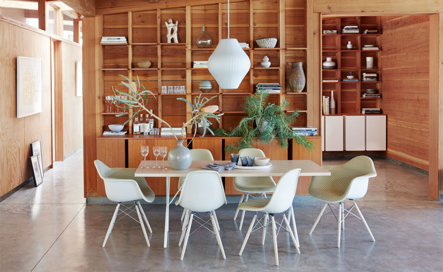 eames upholstered armchair with dowel base