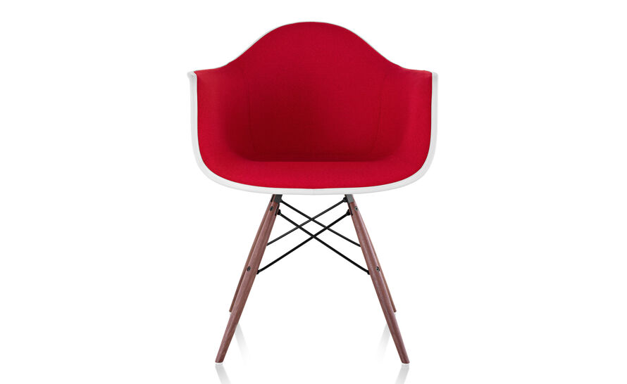 eames upholstered armchair with dowel base