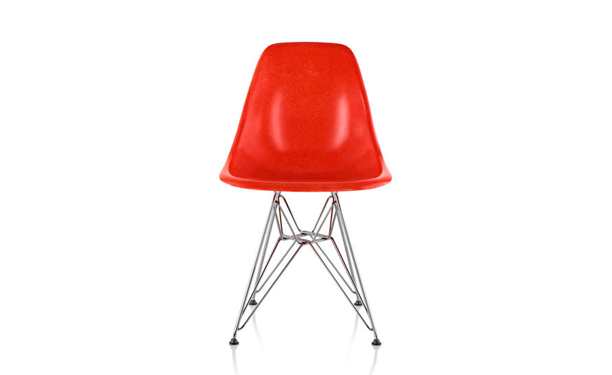 eames molded fiberglass side chair with wire base