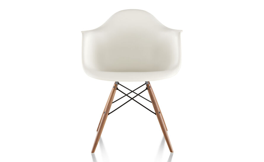 eames molded plastic armchair with dowel base