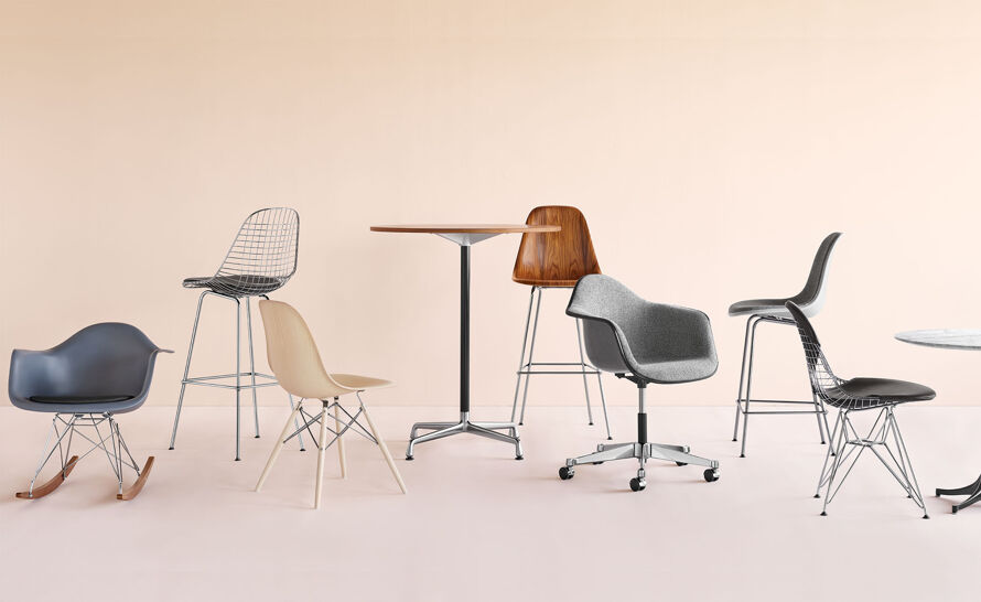 eames upholstered side chair with 4 leg base | hive