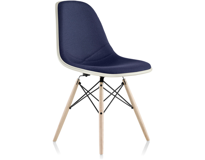 eames® upholstered side chair with dowel base