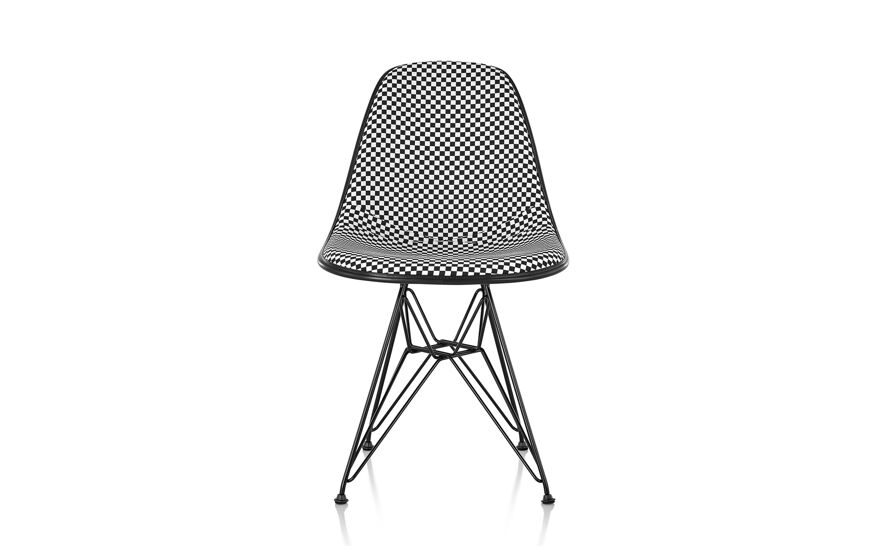 eames upholstered side chair with wire base