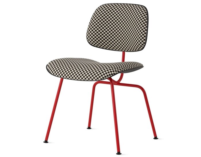 (希少) eams design Eames Upholstered Molded Plastic Dining Chair Metal Base EC
