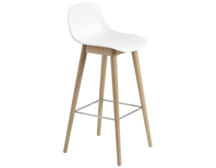 fiber stool with backrest and wood base