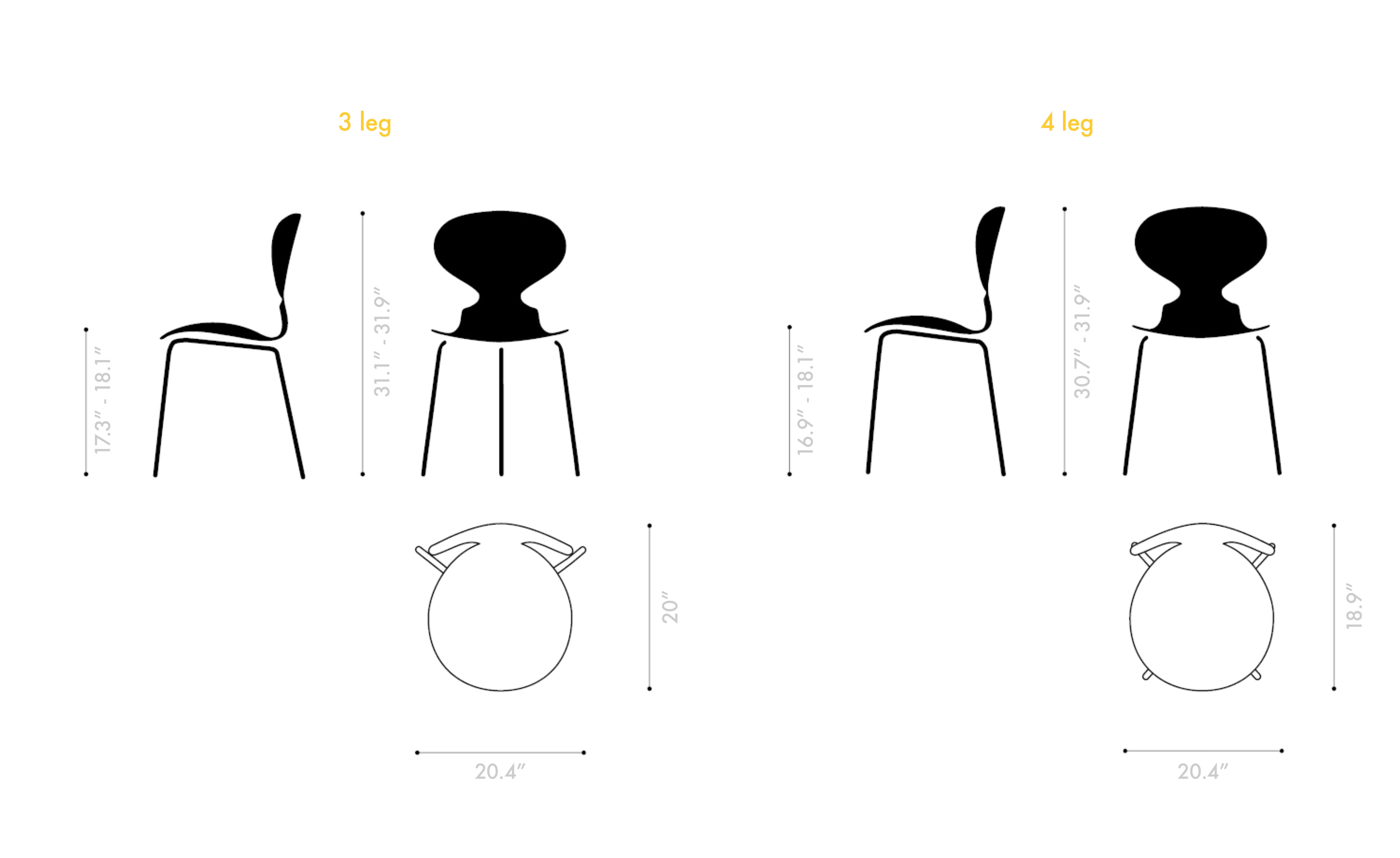 3-Leg Ant Chair, Colored Veneer