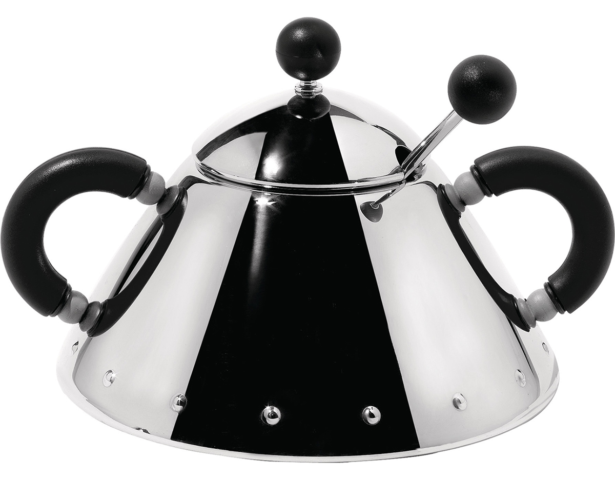 ALESSI Sugar Bowl & Spoon 9097 FREE DELIVERY Black, White Ivory or Blue