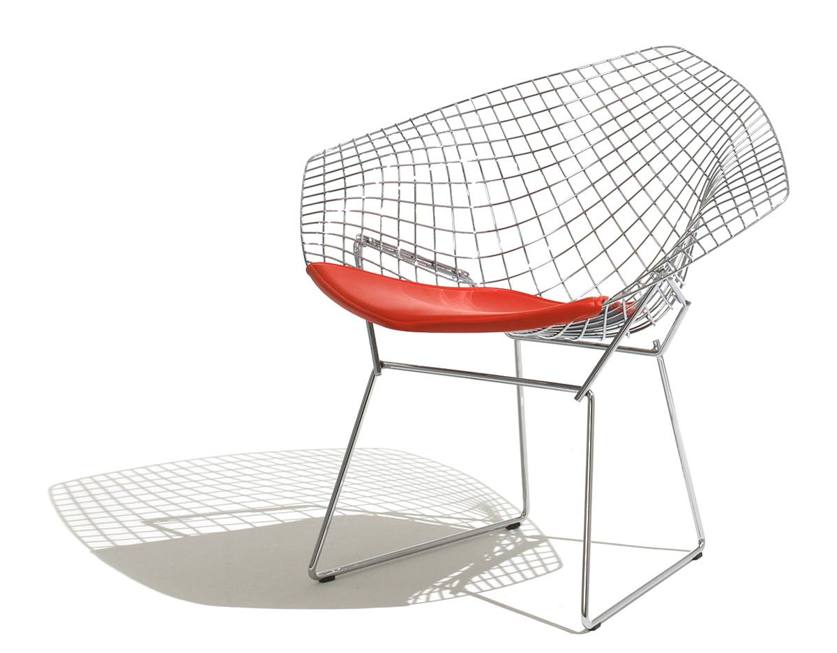 Bertoia Small Diamond Chair With Seat Cushion  hivemodern.com