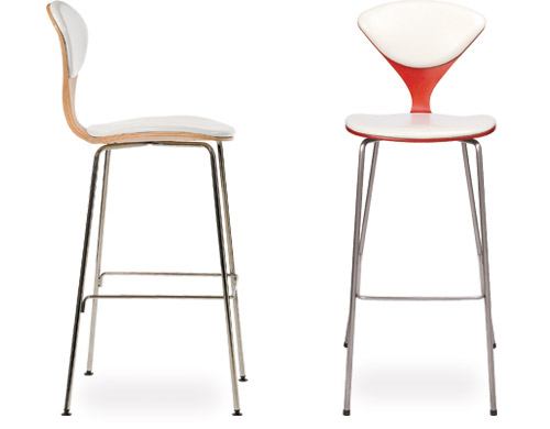 cherner metal leg stool with upholstered seat & back