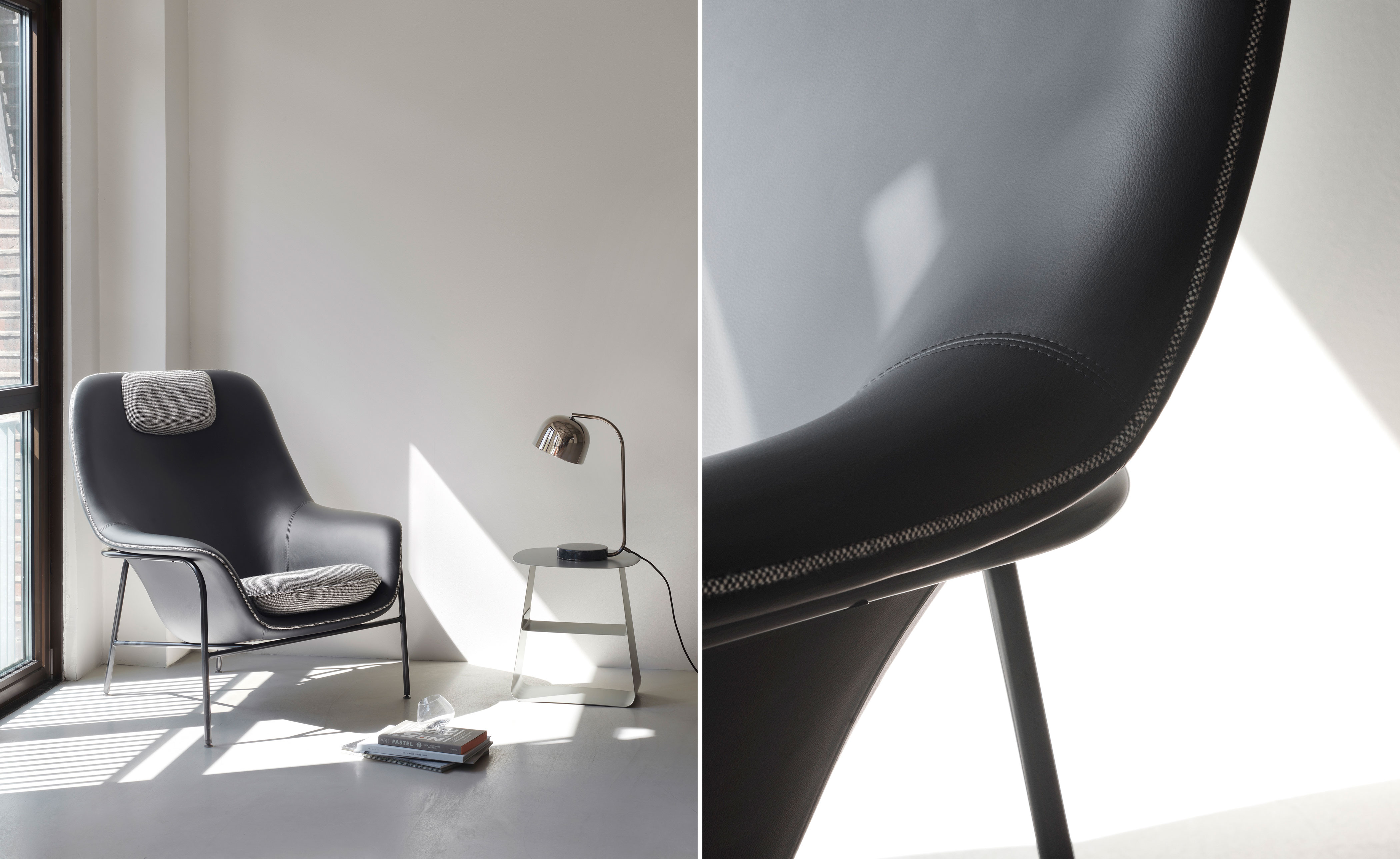 Drape High Back Lounge metal base