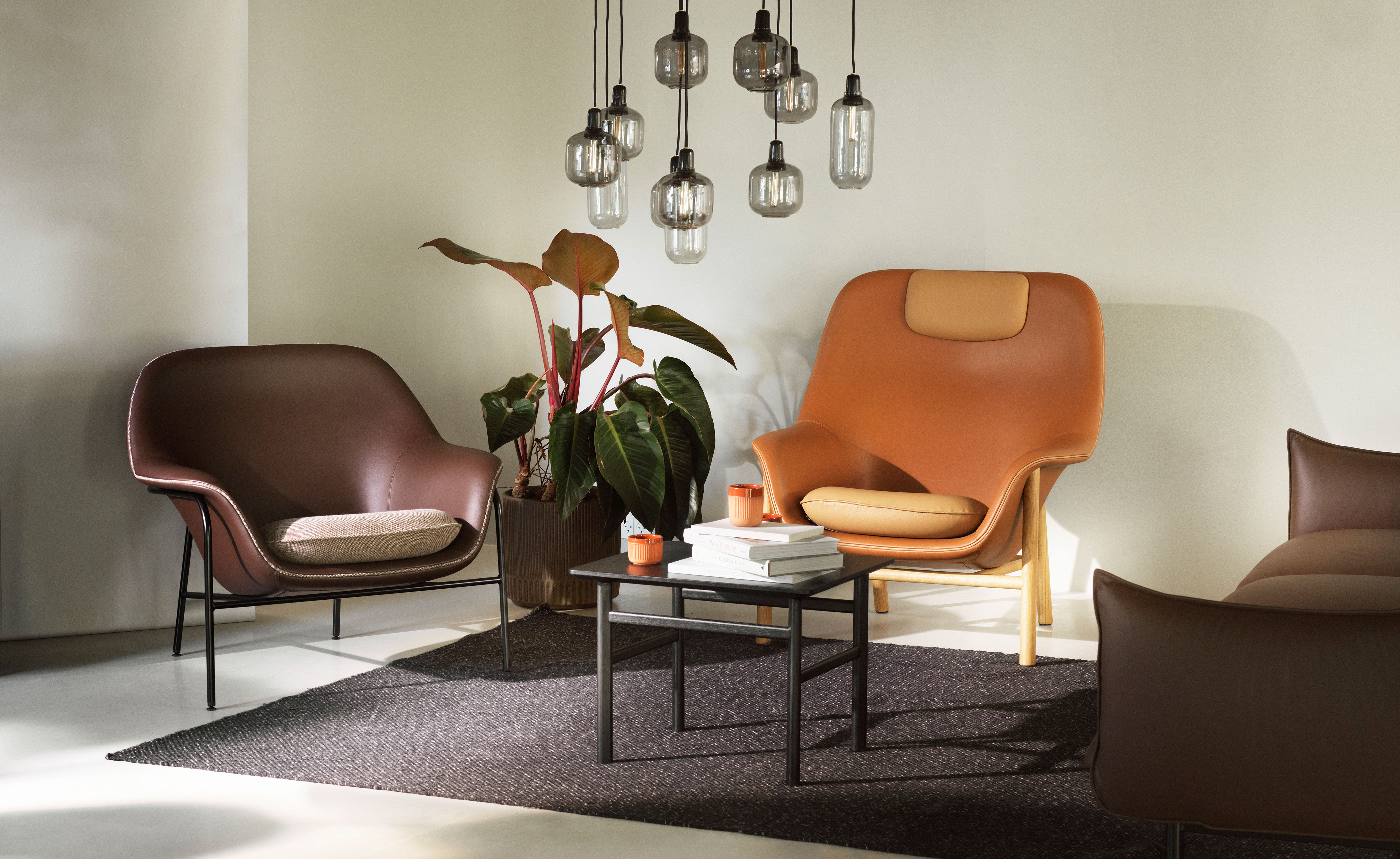 Drape High Back Lounge wood base