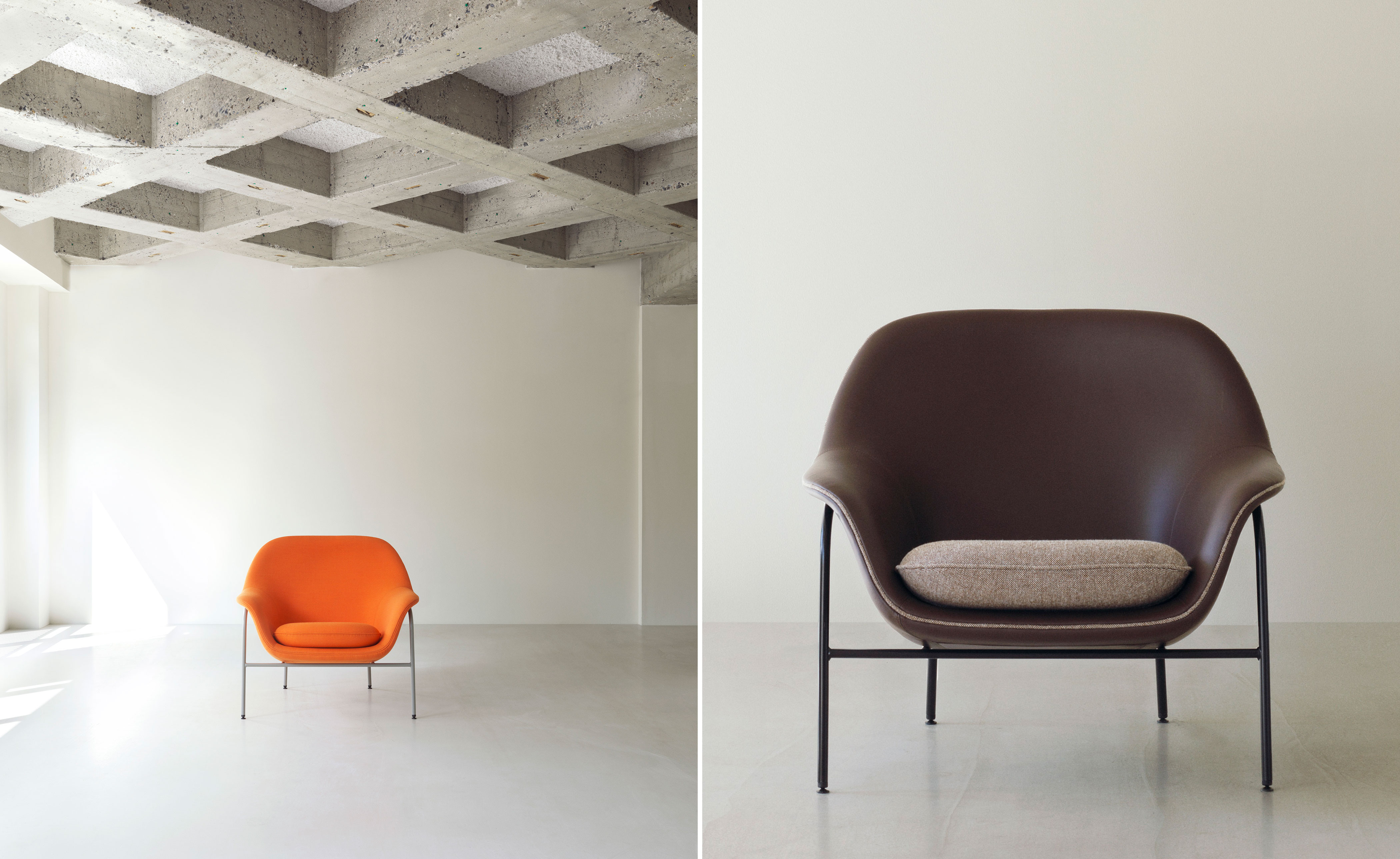 Drape Low Back Lounge metal base